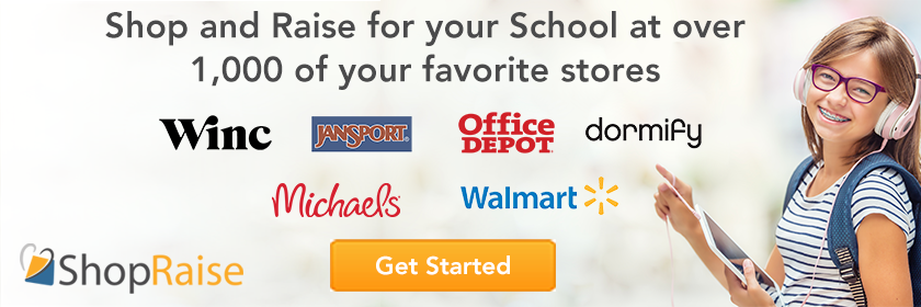 Shop and Raise for your School Get started Button.