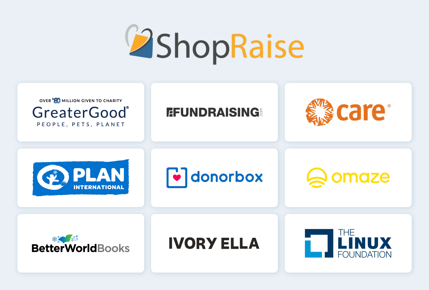 The logos of 10 top charity affiliate programs, which are discussed in more detail in the following sections.
