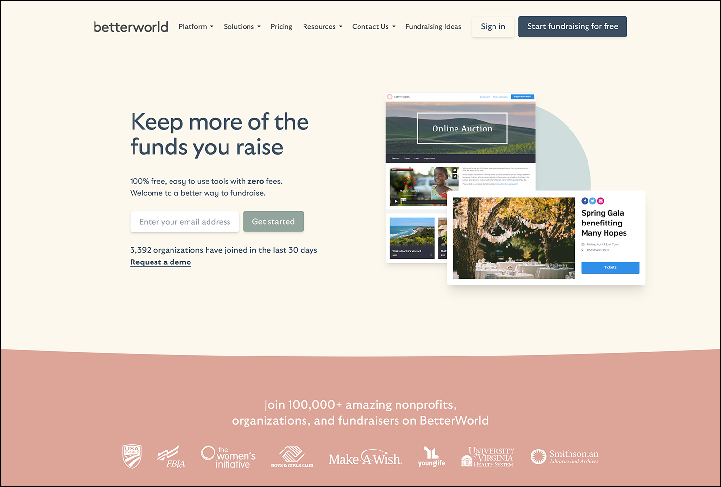 BetterWorld’s website homepage.