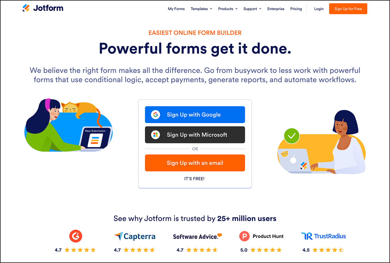 Jotform’s website homepage.