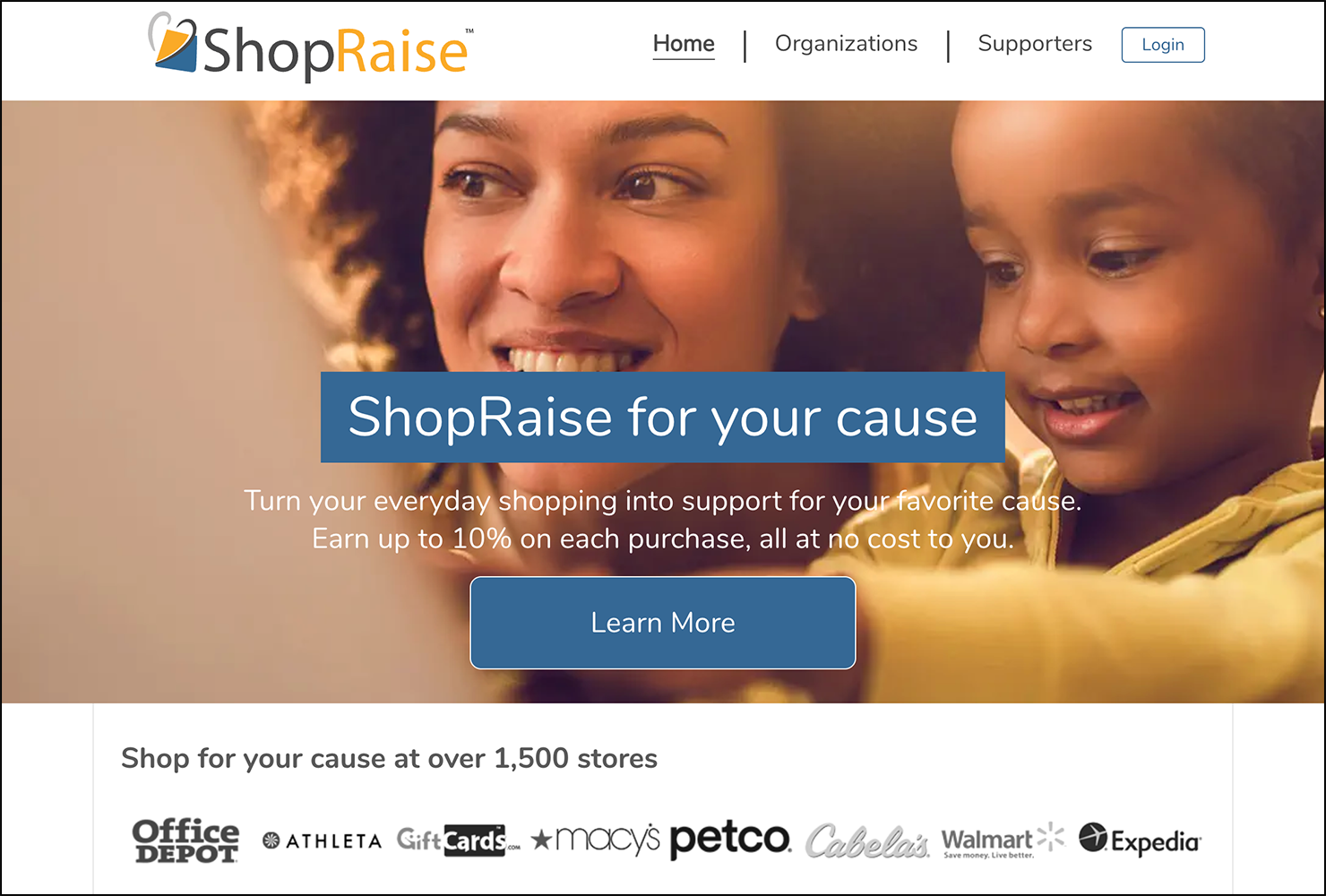 ShopRaise’s website homepage.