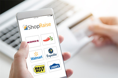 ShopRaise mobile app, cause selection with general charity logos